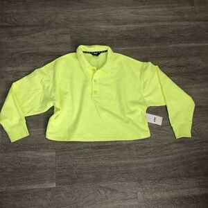 NWT DKNY neon green crop sweatshirt M